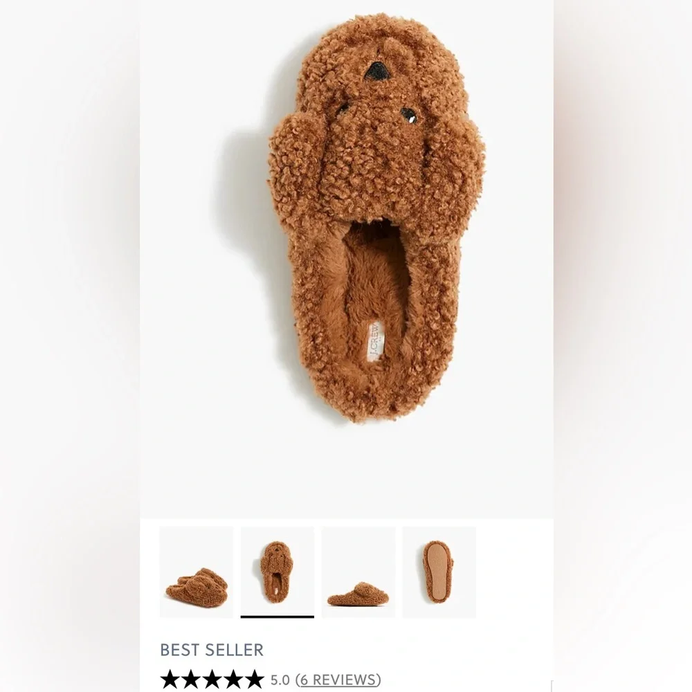 J.CREW Fuzzy Dog Slippers, Size 13 (kids)